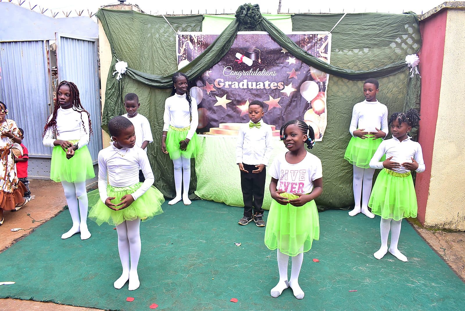 Pupils performing a rehearsed dance routine