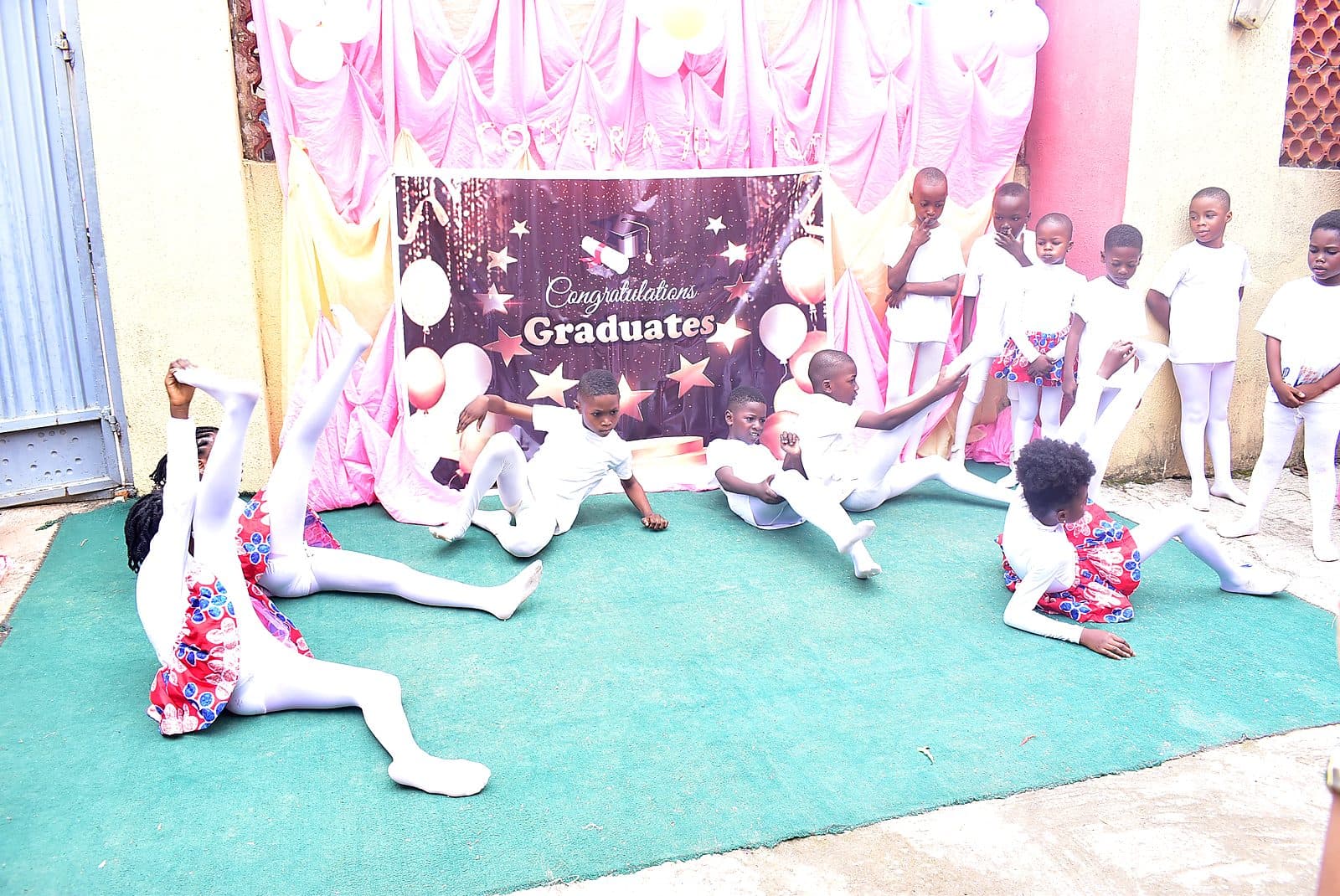 Pupils performing a gymnastic display at the ceremony